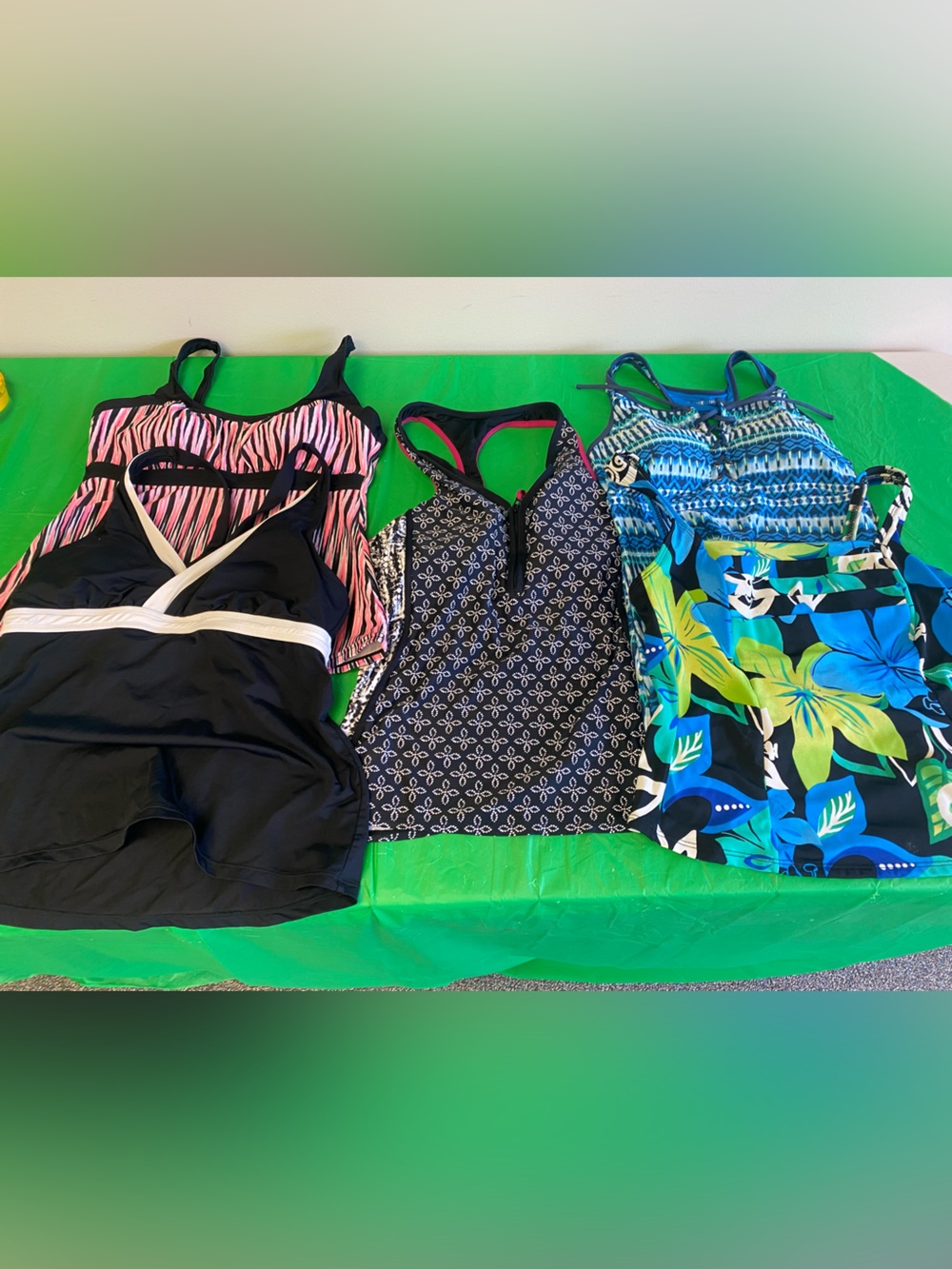 Mixed Women's Tankini Tops swim - Black, Pink, Blue, Green 8-10